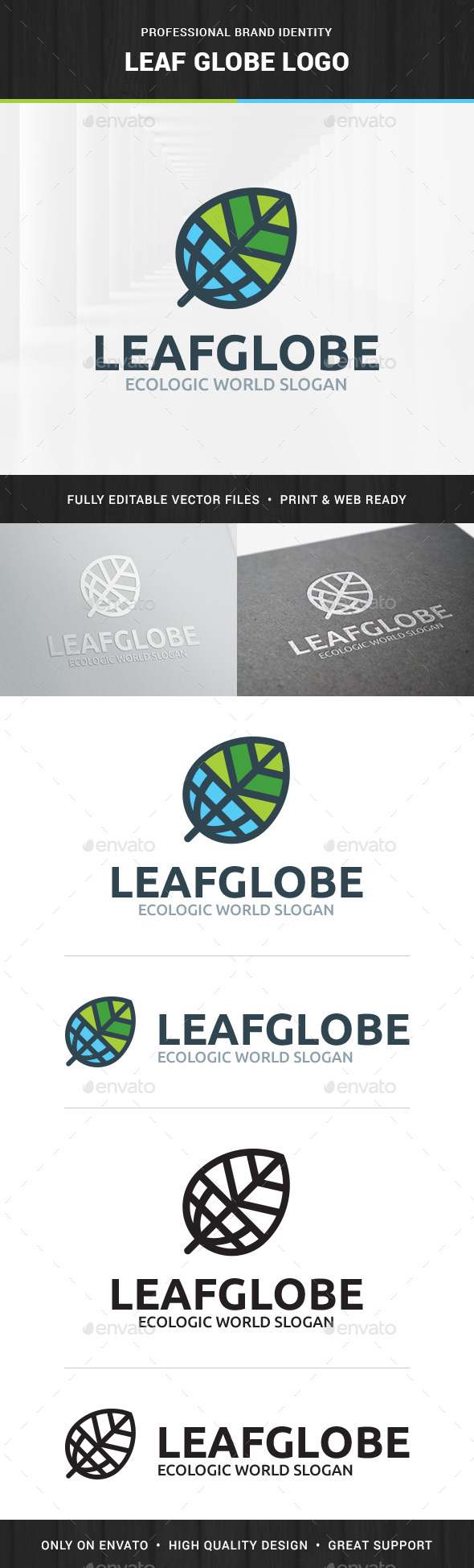 Leaf Globe Logo Template - Nature Logo Templates