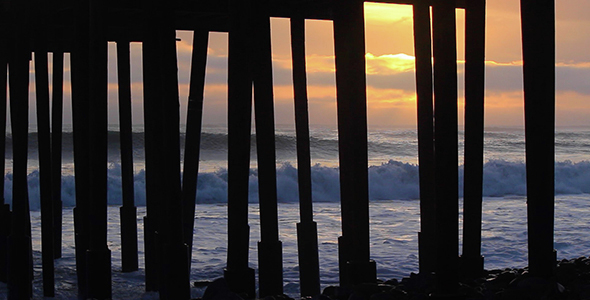 Diffused Sunset through Pier Supports