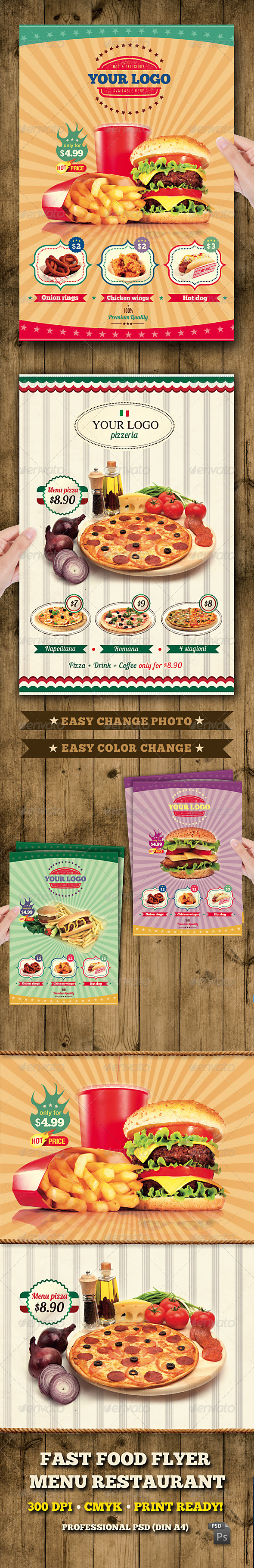 Fast Food Flyer Menu Restaurant A4 - Restaurant Flyers