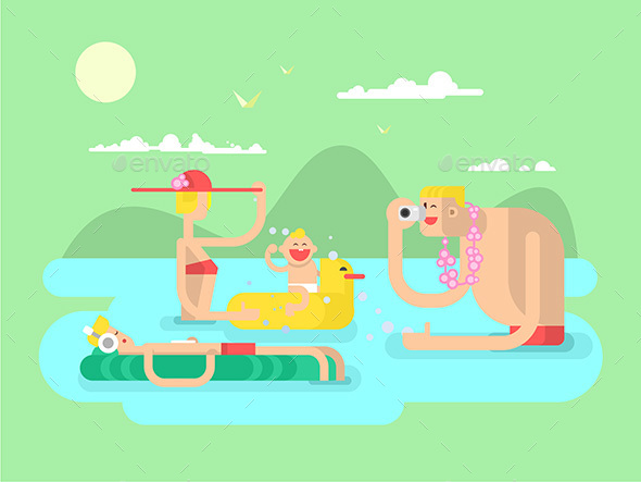 Vacation Family Design Flat - People Characters