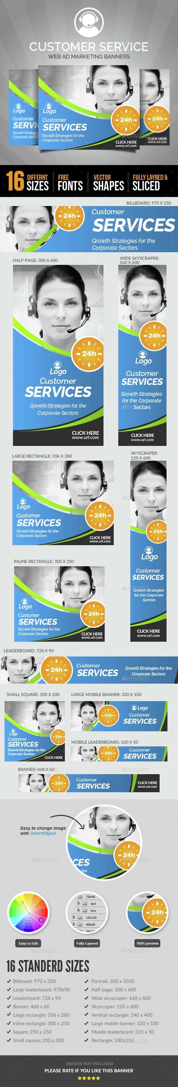 Customer Service Banners - Banners & Ads Web Elements