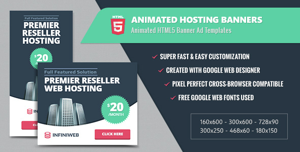 Animated Hosting Banners - HTML5 Google Web Designer by 