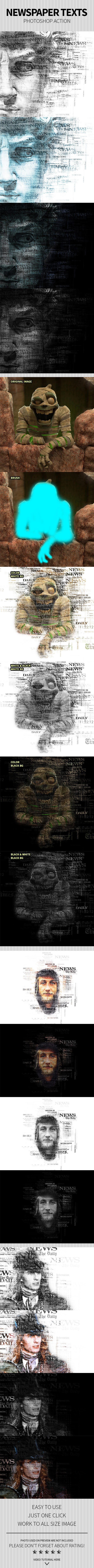 Newspaper Text Photoshop Action - Photo Effects Actions