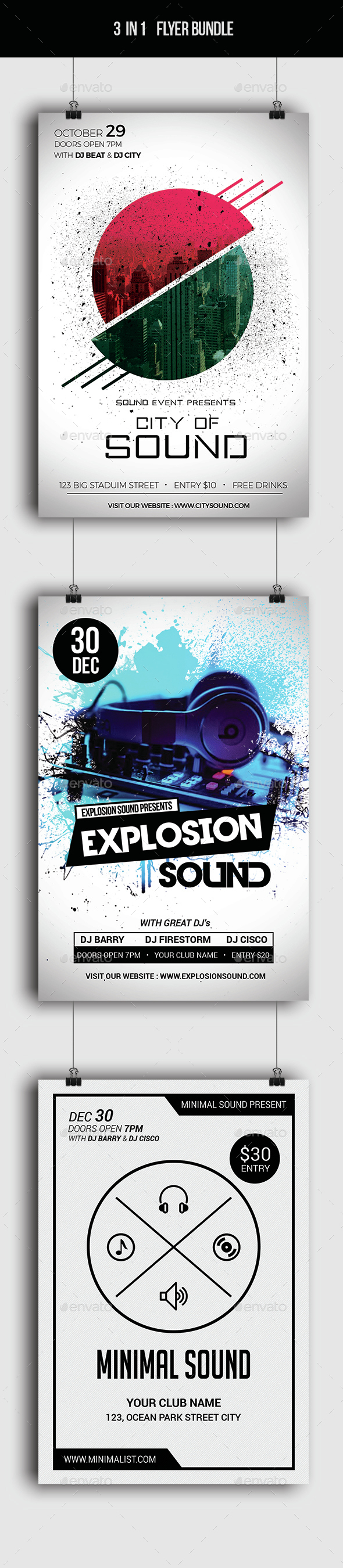 3 in 1 Flyer Bundle - Clubs & Parties Events