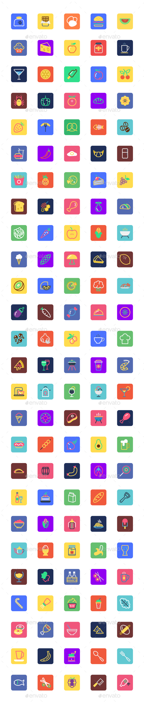 125+ Food and Drinks Icons Set - Food Objects