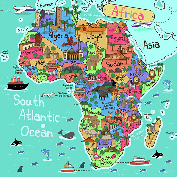 Africa Map - Travel Conceptual