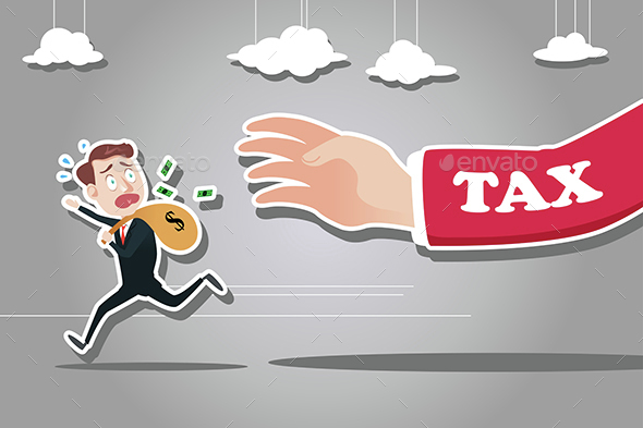 Businessman Running Away from Tax - Concepts Business