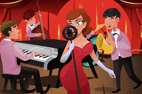 Jazz Band with a Female Singer - People Characters