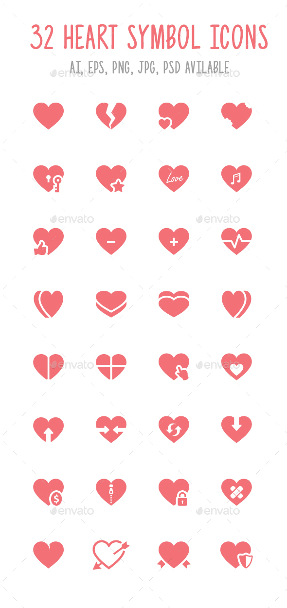 32 Heart Symbol Icons - Icons