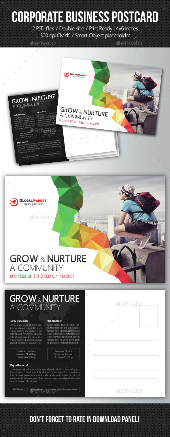 Corporate Business Postcard Template V10 - Cards & Invites Print Templates