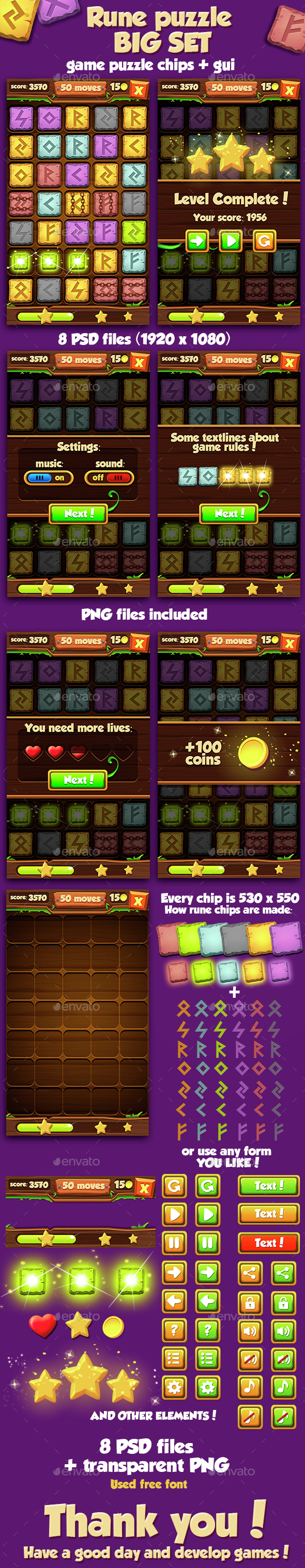 Big Rune Stone Game Set With GUI - Game Kits Game Assets