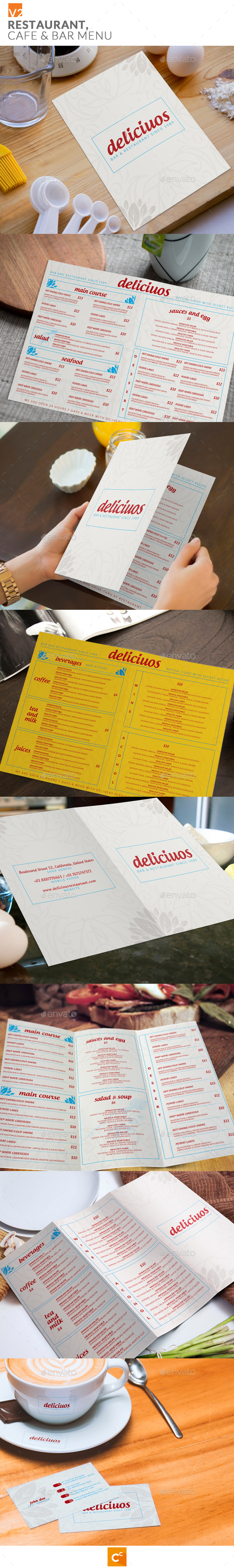 Restaurant Cafe & Bar Menu v2 - Food Menus Print Templates