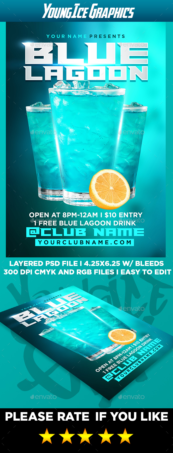 Blue Lagoon Flyer Template - Clubs & Parties Events