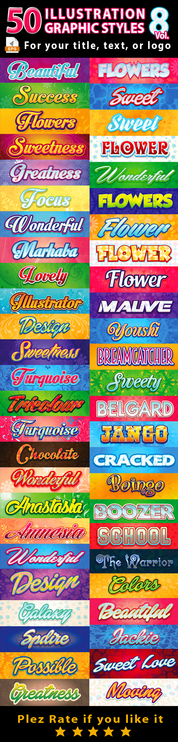 50 Illustrator Graphic Styles Bundle Vol.8 - Styles Illustrator