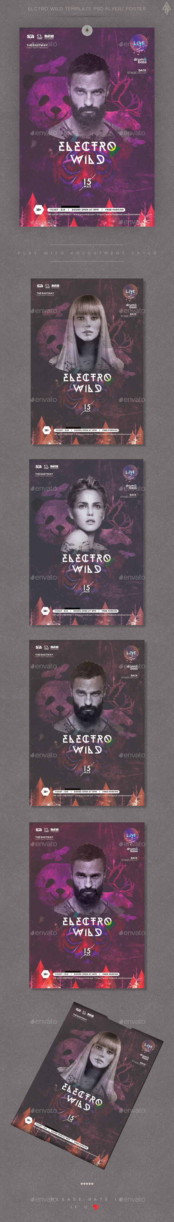 Electro Wild Template PSD Flyer/ Poster - Events Flyers