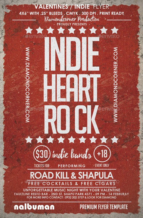 Indie Heart Rock Flyer - Events Flyers