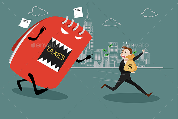 Businessman Running Away from Tax - Concepts Business