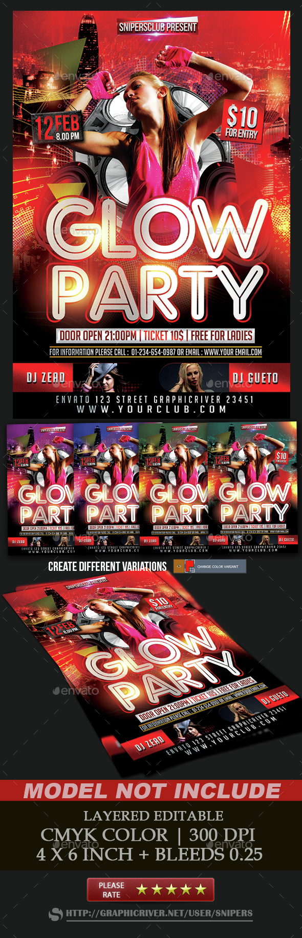 Glow Party Flyer - Events Flyers