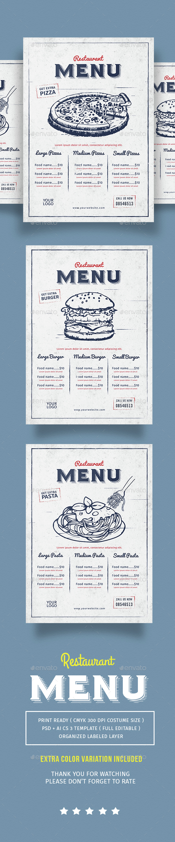 vintage restaurant menu design