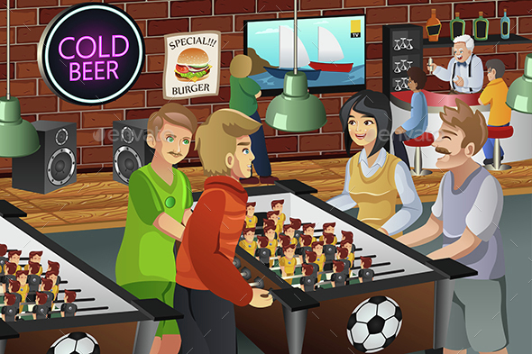People Playing Foosball - People Characters