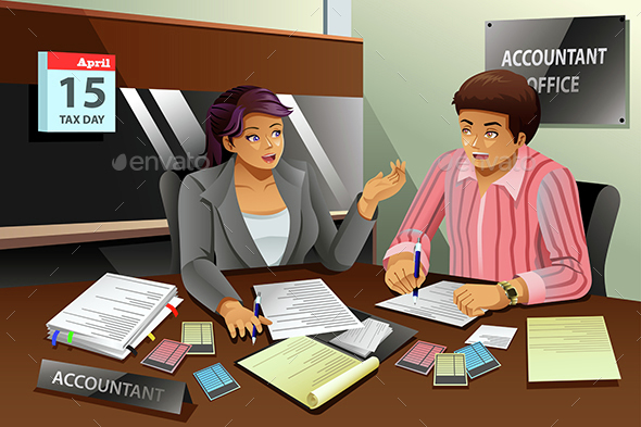 Accountant Helping a Man Filling the Tax - Business Conceptual