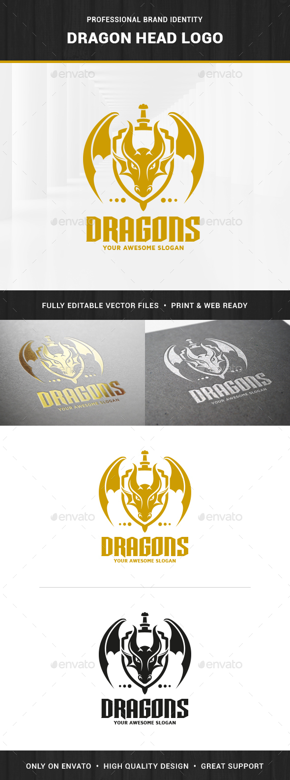 Dragon Head Logo Template - Crests Logo Templates