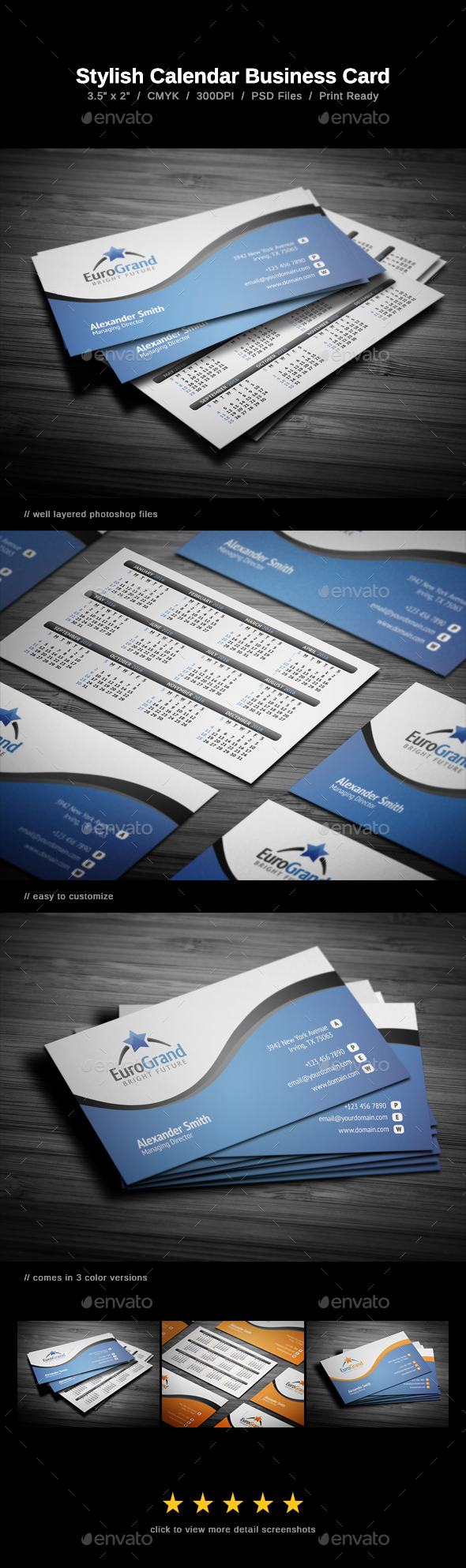 Stylish Calendar Business Card