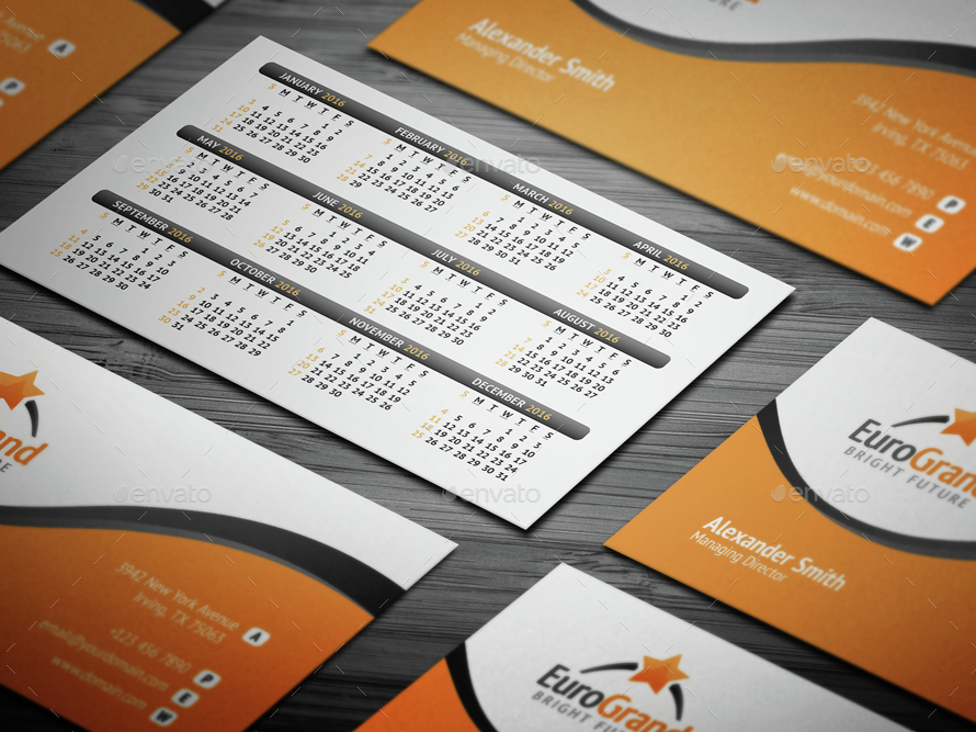 Stylish Calendar Business Card by FlowPixels GraphicRiver