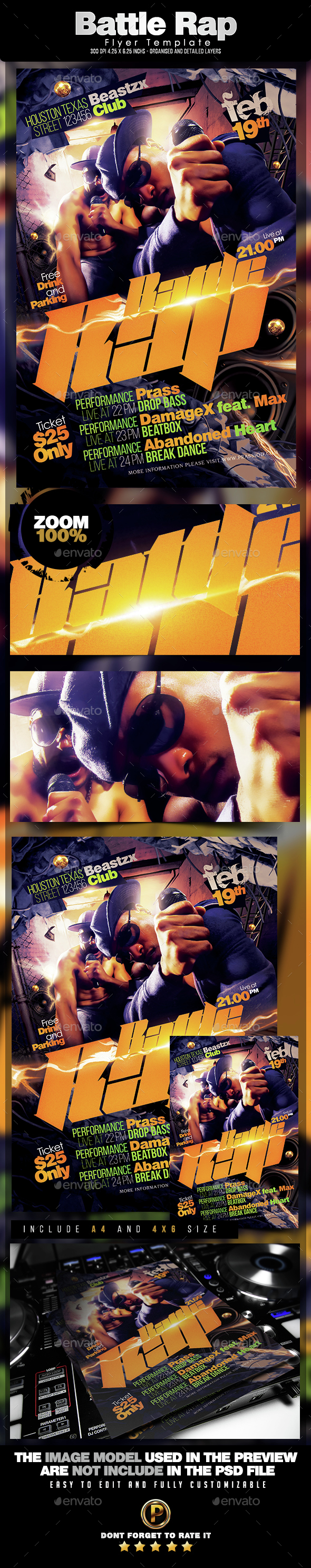 Battle Rap Flyer Template - Clubs & Parties Events