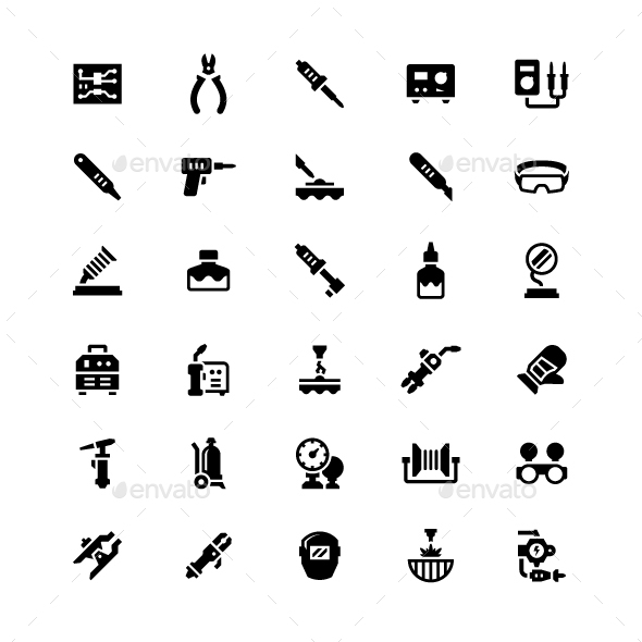 Set Icons of Welding and Soldering - Man-made objects Objects