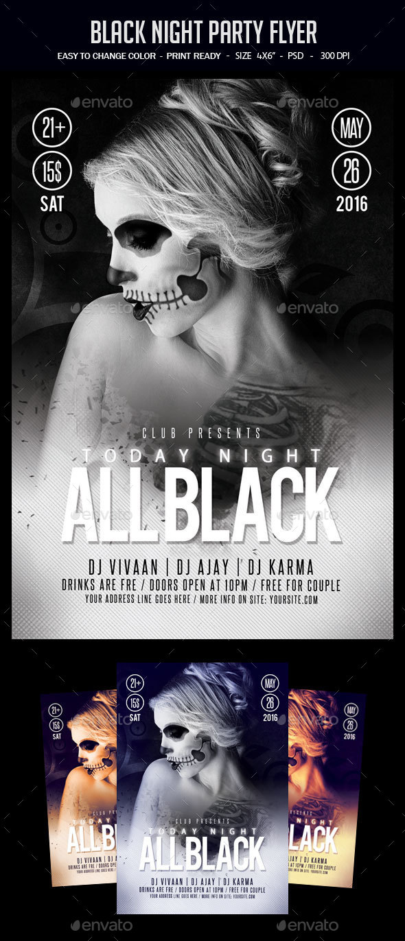 Black Night Party Flyer - Clubs & Parties Events