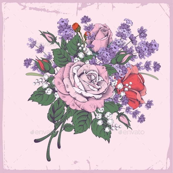 Rose And Lavender - Backgrounds Decorative