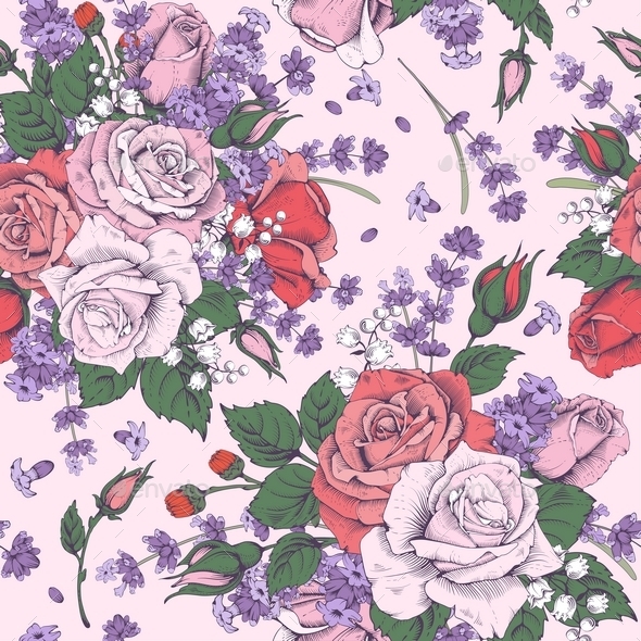 Rose And Lavender - Backgrounds Decorative