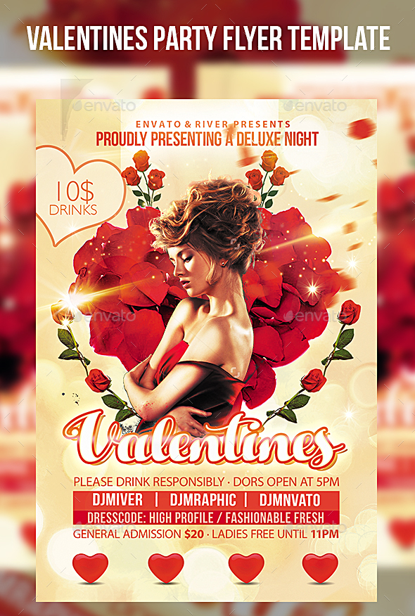 Valentines Party Flyer Template by cerceicer | GraphicRiver