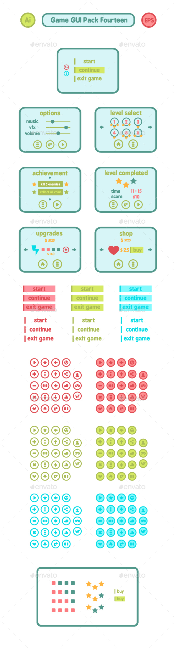 Game GUI Pack Fourteen - User Interfaces Game Assets