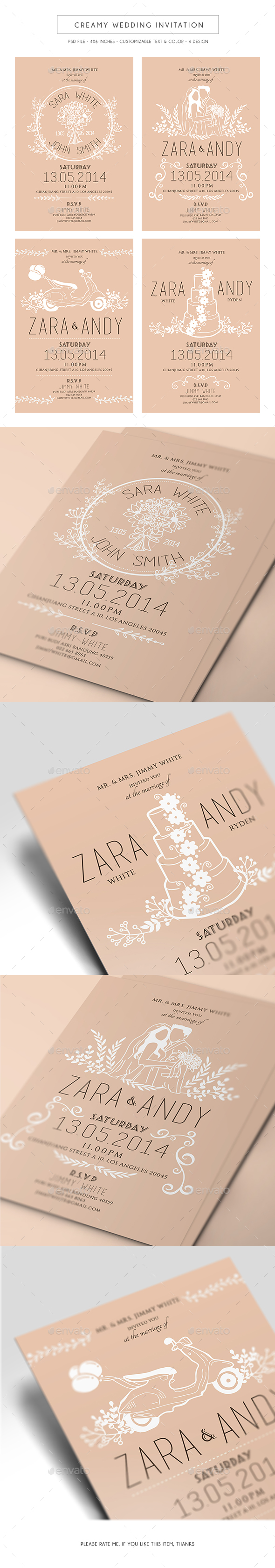 Creamy Wedding Invitation - Weddings Cards & Invites
