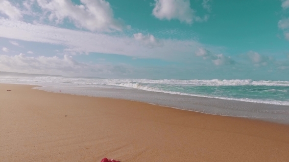 Ocean Waves Incoming on Sand Beach alt