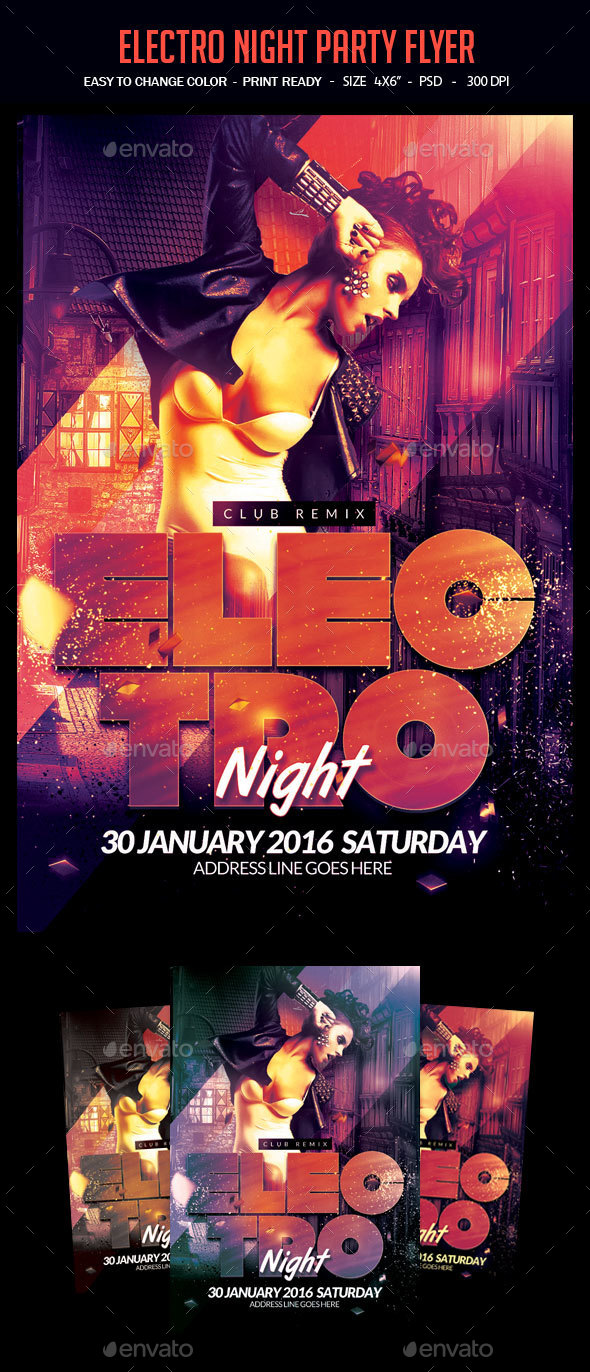 Electro Night Party Flyer - Clubs & Parties Events