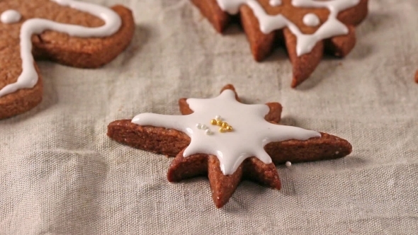 Making And Decoration Christmas Cookies With Cookie Cutters