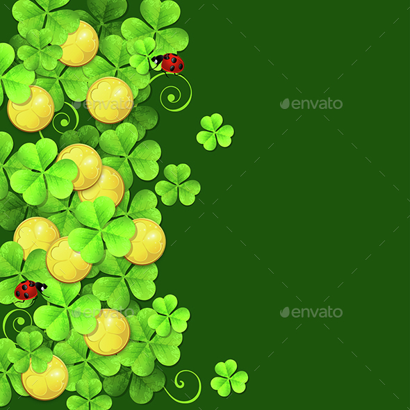 Green Background with Clover Leaves - Miscellaneous Seasons/Holidays