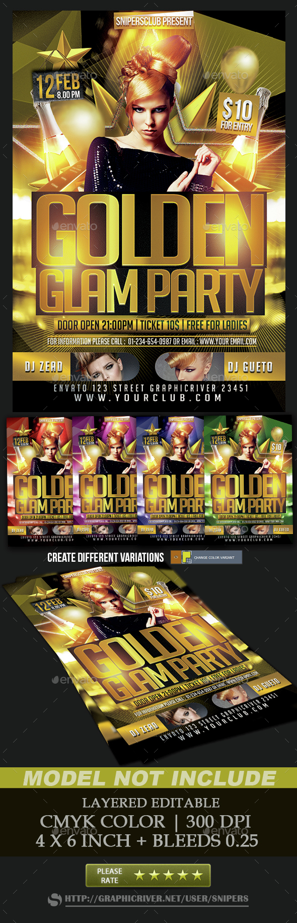 Golden Glam Party - Events Flyers