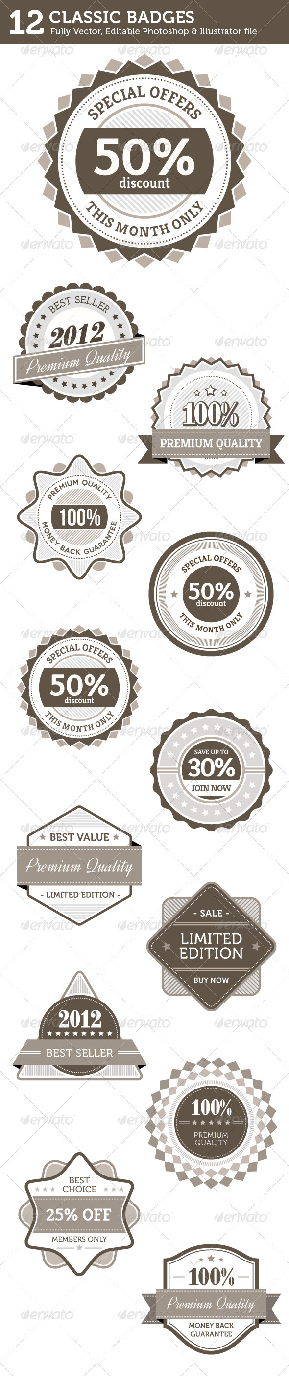 Classic Badges - Badges & Stickers Web Elements