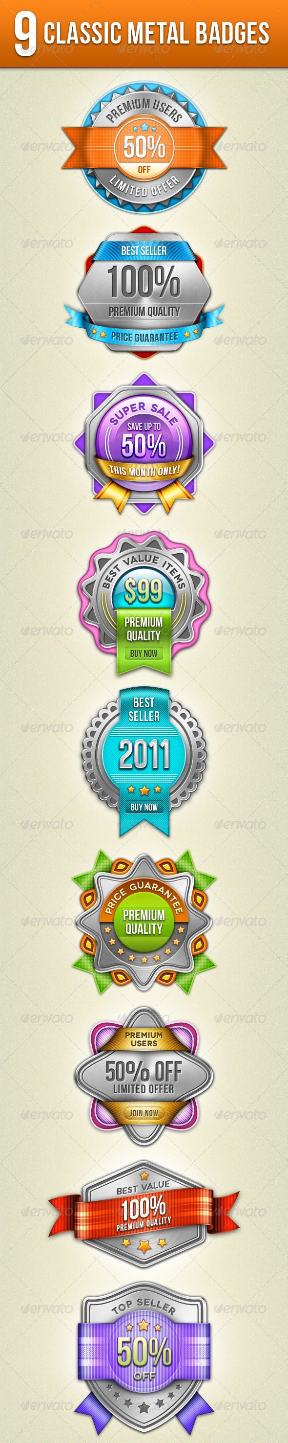 Classic Metal Badges - Badges & Stickers Web Elements