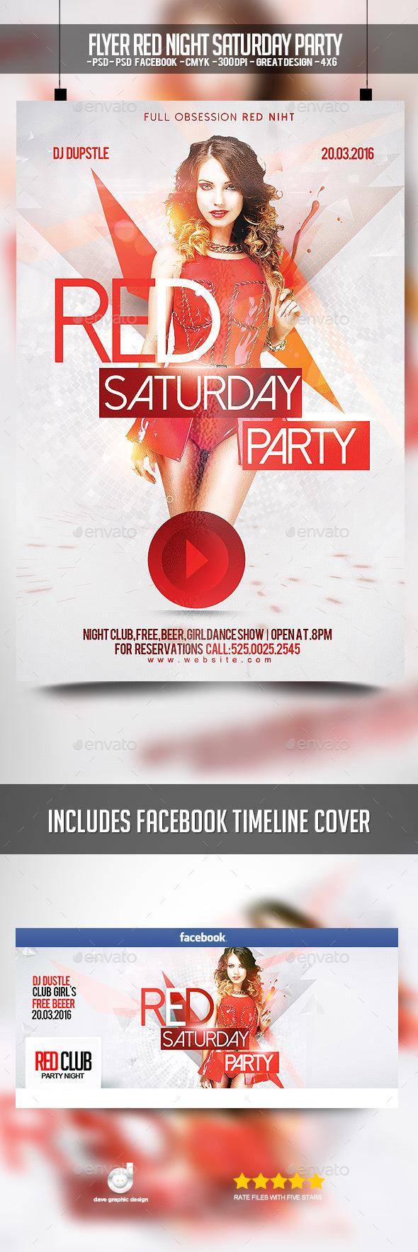 Flyer Red Night Saturday Party - Clubs & Parties Events