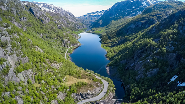 Aerial Footage Beautiful Nature Norway  alt