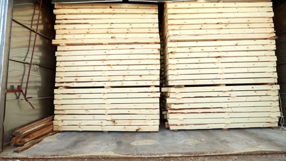 View Of Timber Folded In Manufacturing Warehouse