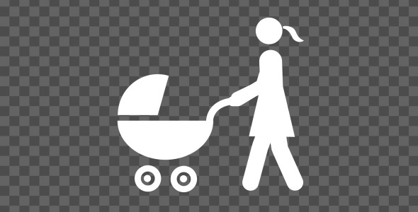 Woman Stick Figure With Baby Cart alt