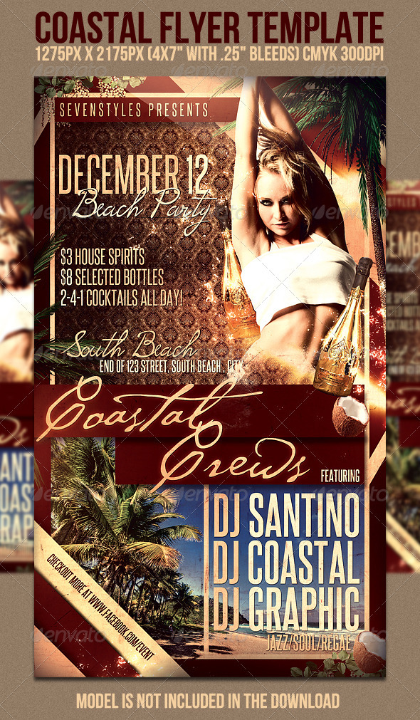 Coastal Flyer Template - Clubs & Parties Events