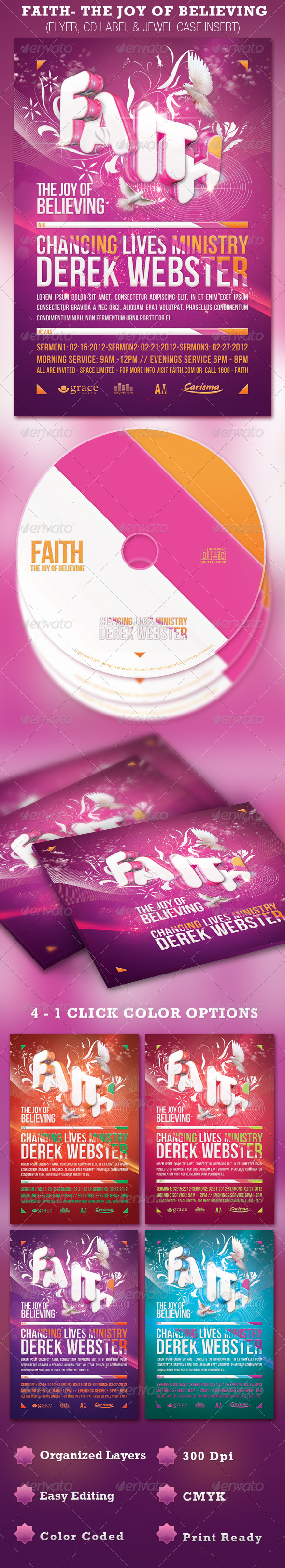 Faith Church Flyer and CD Template - Church Flyers