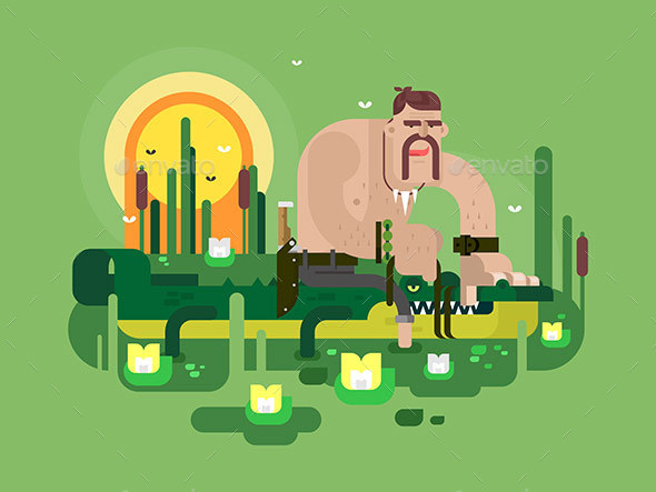 Crocodile Hunter Character - Characters Vectors